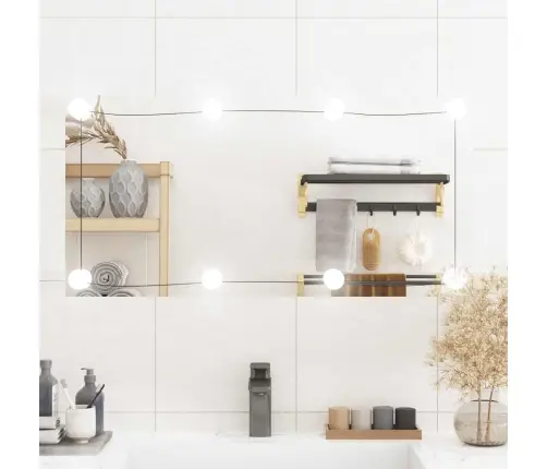 Sieninis Veidrodis Su Led Lemputėmis, 40X80cm Stiklas