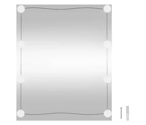 Sieninis Veidrodis Su Led Lemputėmis, 50X60cm Stiklas