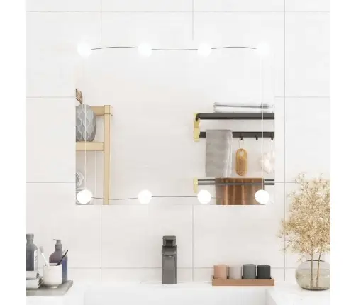 Sieninis Veidrodis Su Led Lemputėmis, 50X60cm Stiklas