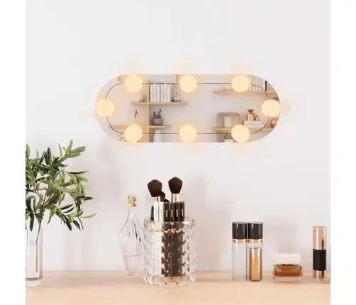 Sieninis Veidrodis Su Led Lemputėmis, 15X40cm Stiklas
