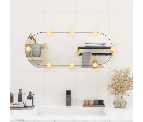 Sienas Spogulis Ar Led Gaismām, 35X80 Cm, Stikls, Ovāls Vidaxl