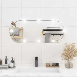 Sienas Spogulis Ar Led Gaismām, 35X80 Cm, Stikls, Ovāls Vidaxl