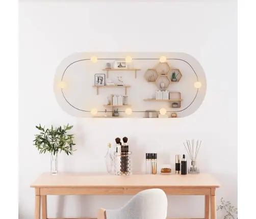 Sienas Spogulis Ar Led Gaismām, 40X90 Cm, Stikls, Ovāls Vidaxl