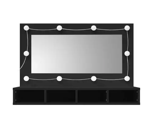 Spoguļskapītis Ar Led, Melns, 90X31,5X62 Cm Vidaxl