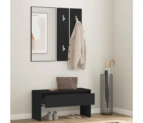 Koridoriaus Baldų Komplektas, Juodos Spalvos, Apdirbta Mediena