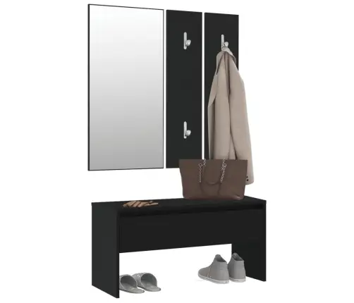 Koridoriaus Baldų Komplektas, Juodos Spalvos, Apdirbta Mediena