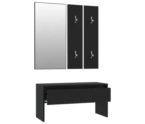 Koridoriaus Baldų Komplektas, Juodos Spalvos, Apdirbta Mediena