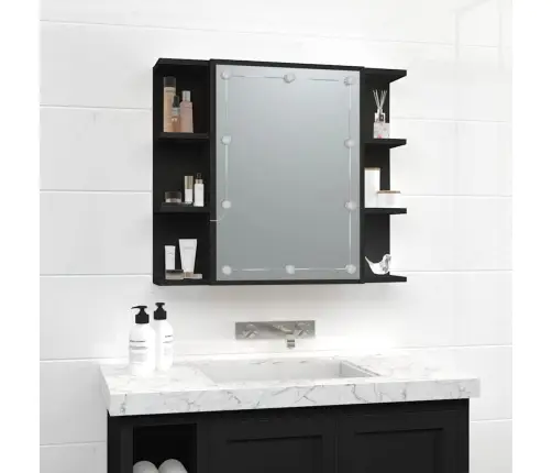 Spoguļskapītis Ar Led, Melns, 70X16,5X60 Cm Vidaxl