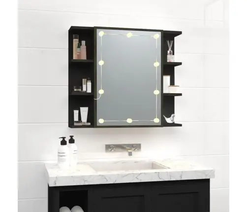 Spoguļskapītis Ar Led, Melns, 70X16,5X60 Cm Vidaxl