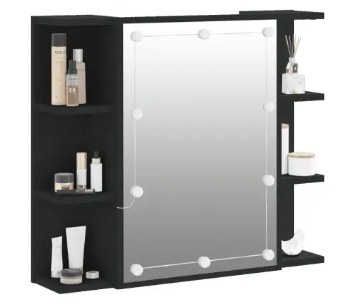 Spoguļskapītis Ar Led, Melns, 70X16,5X60 Cm Vidaxl