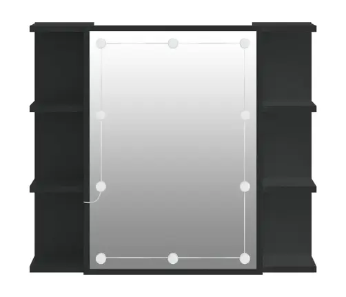 Spoguļskapītis Ar Led, Melns, 70X16,5X60 Cm Vidaxl