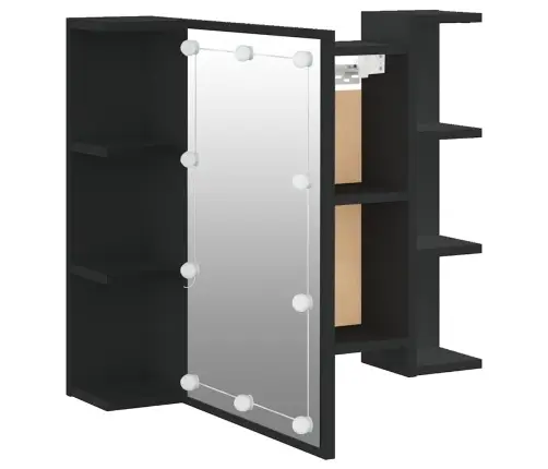 Spoguļskapītis Ar Led, Melns, 70X16,5X60 Cm Vidaxl