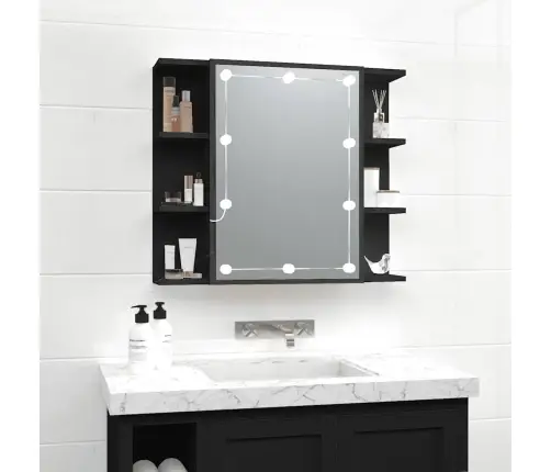 Spoguļskapītis Ar Led, Melns, 70X16,5X60 Cm Vidaxl