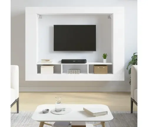 Televizoriaus Spintelė, Balta, 152X22X113cm Apdirbta Mediena
