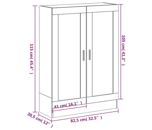 Raamatukapp, Pruun Tamm, 82,5 X 30,5 X 115 cm Tehispuit