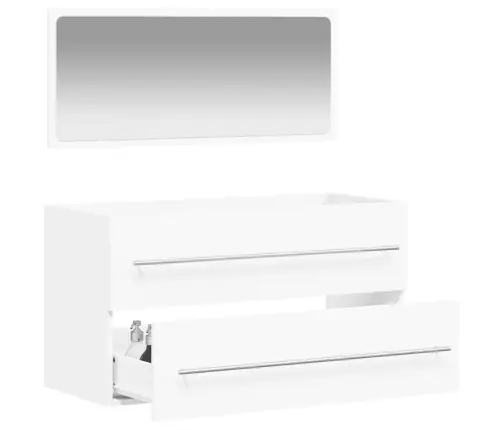 Vannasistabas Skapītis Un Spogulis, Balts Inženierijas Koks Vidaxl