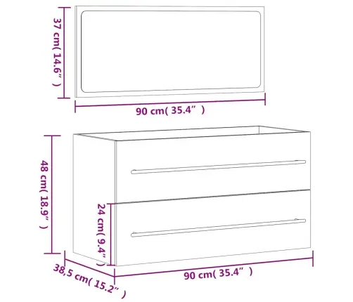 Vannasistabas Skapītis Un Spogulis, Balts Inženierijas Koks Vidaxl