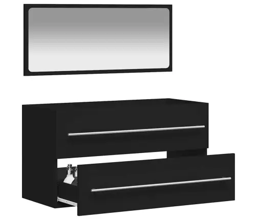 Vannasistabas Skapītis Un Spogulis, Melns Inženierijas Koks Vidaxl