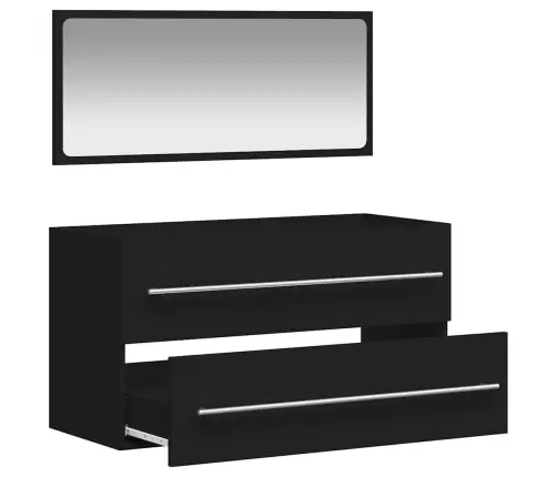 Vannasistabas Skapītis Un Spogulis, Melns Inženierijas Koks Vidaxl