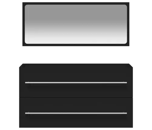 Vannasistabas Skapītis Un Spogulis, Melns Inženierijas Koks Vidaxl