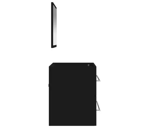 Vannasistabas Skapītis Un Spogulis, Melns Inženierijas Koks Vidaxl