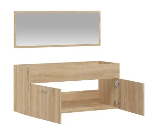 Vannasistabas Skapītis Un Spogulis, Inženierijas Koks Vidaxl