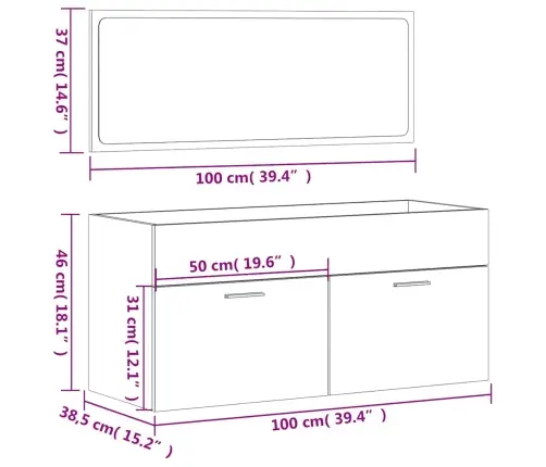 Vannasistabas Skapītis Un Spogulis, Inženierijas Koks Vidaxl