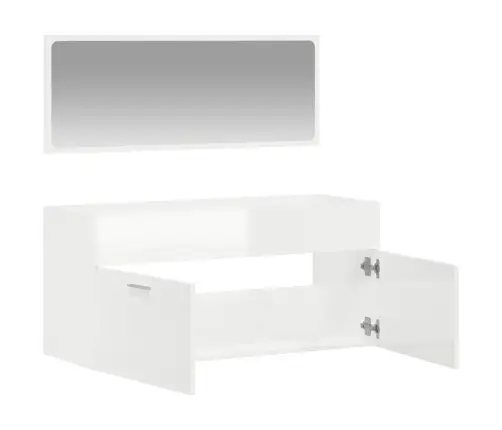 Vannasistabas Skapītis Un Spogulis, Balts Inženierijas Koks Vidaxl