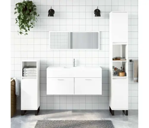 Vannasistabas Skapītis Un Spogulis, Balts Inženierijas Koks Vidaxl