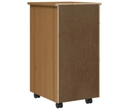 Skapis Ar Atvilktnēm Un Ritenīšiem Moss, Brūns, Priedes Koks Vidaxl