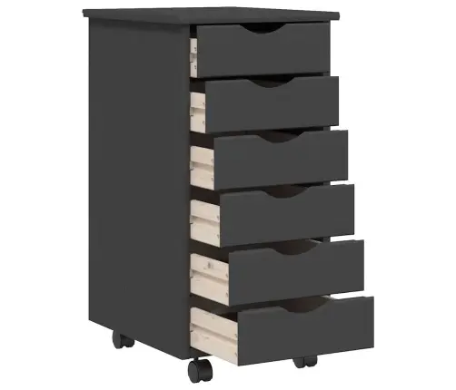 Skapis Ar Atvilktnēm Un Ritenīšiem Moss, Pelēks, Priedes Koks Vidaxl