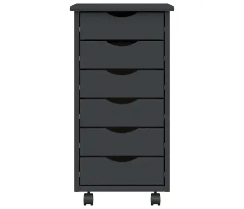 Skapis Ar Atvilktnēm Un Ritenīšiem Moss, Pelēks, Priedes Koks Vidaxl