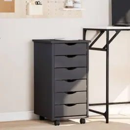 Skapis Ar Atvilktnēm Un Ritenīšiem Moss, Pelēks, Priedes Koks Vidaxl