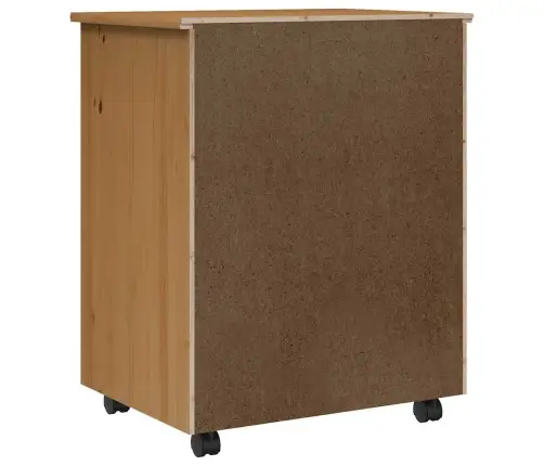 Skapis Ar Atvilktnēm Un Ritenīšiem Moss, Brūns, Priedes Koks Vidaxl