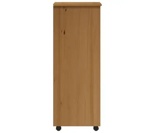 Skapis Ar Atvilktnēm Un Ritenīšiem Moss, Brūns, Priedes Koks Vidaxl