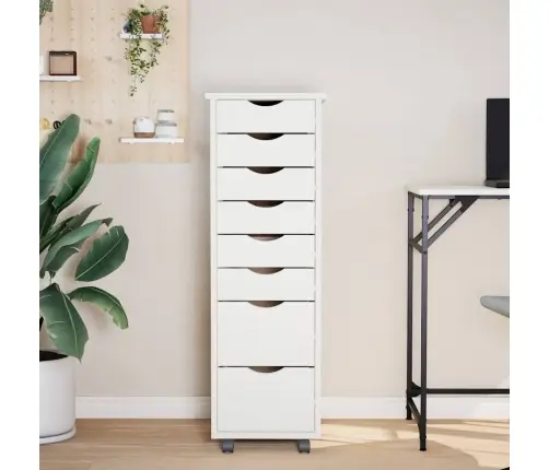 Ratastega Sahtlikapp "Moss", Valge, Männipuit