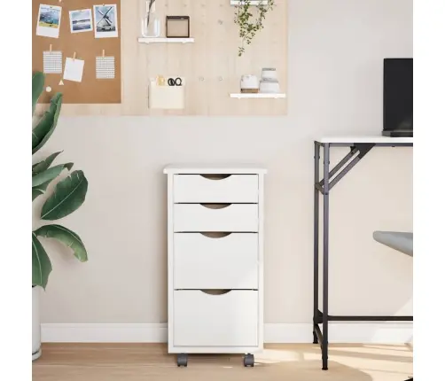 Ratastega Sahtlikapp "Moss", Valge, Männipuit