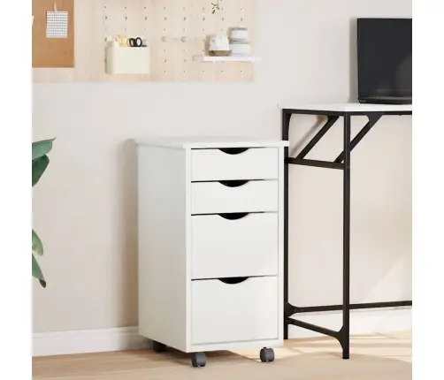 Ratastega Sahtlikapp "Moss", Valge, Männipuit