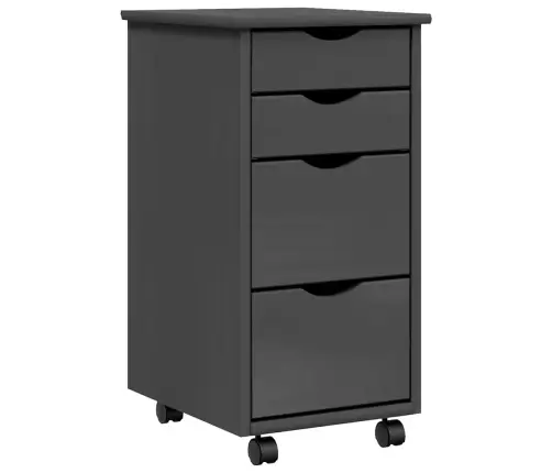 Skapis Ar Atvilktnēm Un Ritenīšiem Moss, Pelēks, Priedes Koks Vidaxl