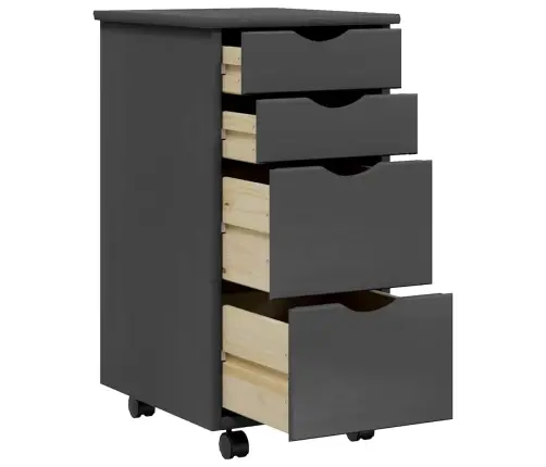 Skapis Ar Atvilktnēm Un Ritenīšiem Moss, Pelēks, Priedes Koks Vidaxl