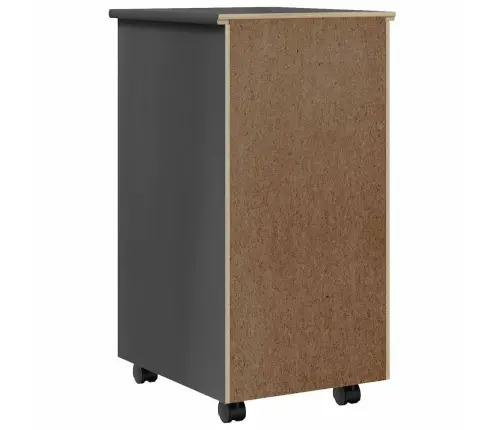 Skapis Ar Atvilktnēm Un Ritenīšiem Moss, Pelēks, Priedes Koks Vidaxl