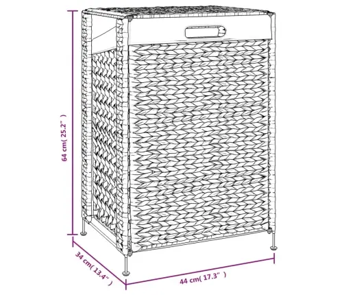 Veļas Grozs, 44X34X64 Cm, Ūdens Hiacinte Vidaxl