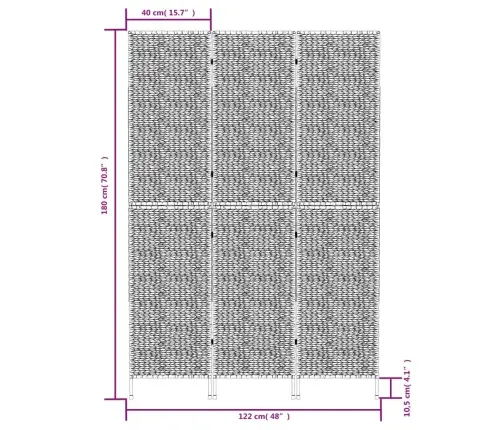 Istabas Aizslietnis, 3 Paneļi, 122X180 Cm, Ūdens Hiacinte Vidaxl