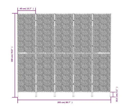 Kambario Pertvara, 5 Dalių, 205X180cm Vandens Hiacintas