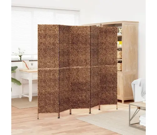 Istabas Aizslietnis, 5 Paneļi, 205X180Cm, Ūdens Hiacinte, Brūns Vidaxl