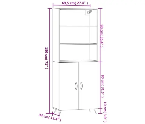 Komoda, Betono Pilkos Spalvos, 69,5X34X180cm Apdirbta Mediena Komoda, Betono Pilkos Spalvos, 69,5X34X180cm Apdirbta Mediena