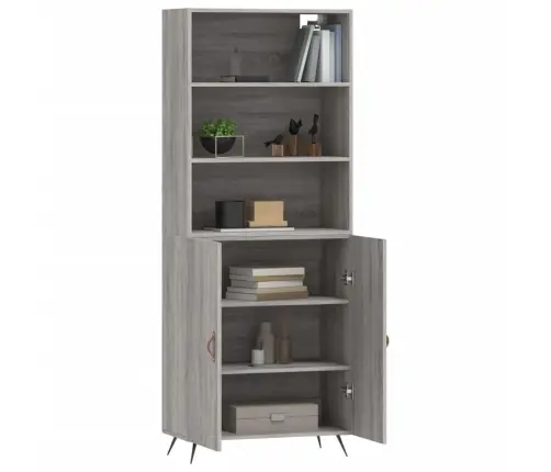 Augstais Skapis, Pelēks, 69,5X34X180 Cm, Inženierijas Koks Vidaxl