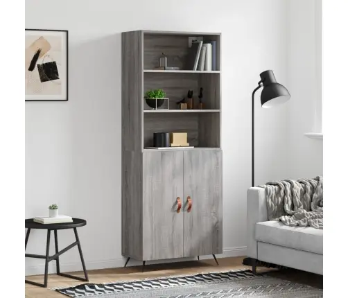 Augstais Skapis, Pelēks, 69,5X34X180 Cm, Inženierijas Koks Vidaxl