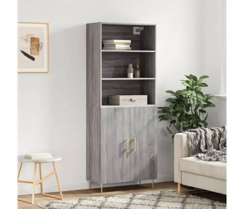 Augstais Skapis, Pelēks, 69,5X34X180 Cm, Inženierijas Koks Vidaxl