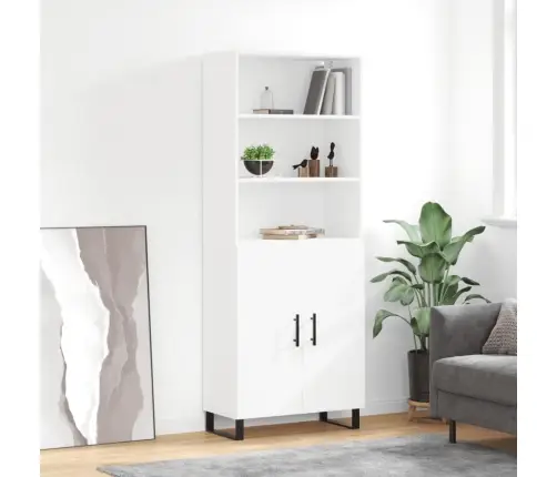 Kõrge Kapp, Valge, 69,5 X 34 X 180 cm Tehispuit